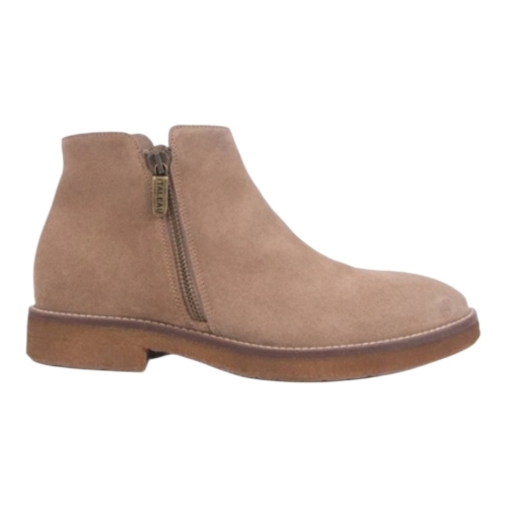 Wimens Suede Side-Zip Ankle Boots in Taupe